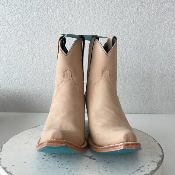 Lane EMMA JANE Womens Cowboy Booties 8.5 Tan Western Cowgirl Short Ankle Boots - Picture 5 of 12